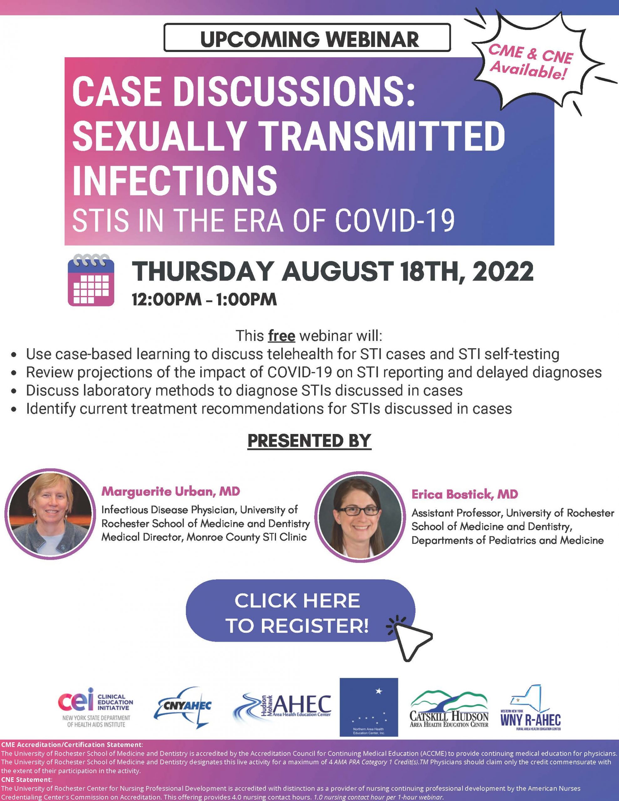 Case Discussions: Sexually Transmitted Infections STIs in the Era of Covid-19- August 18, 2022, 12-1pm